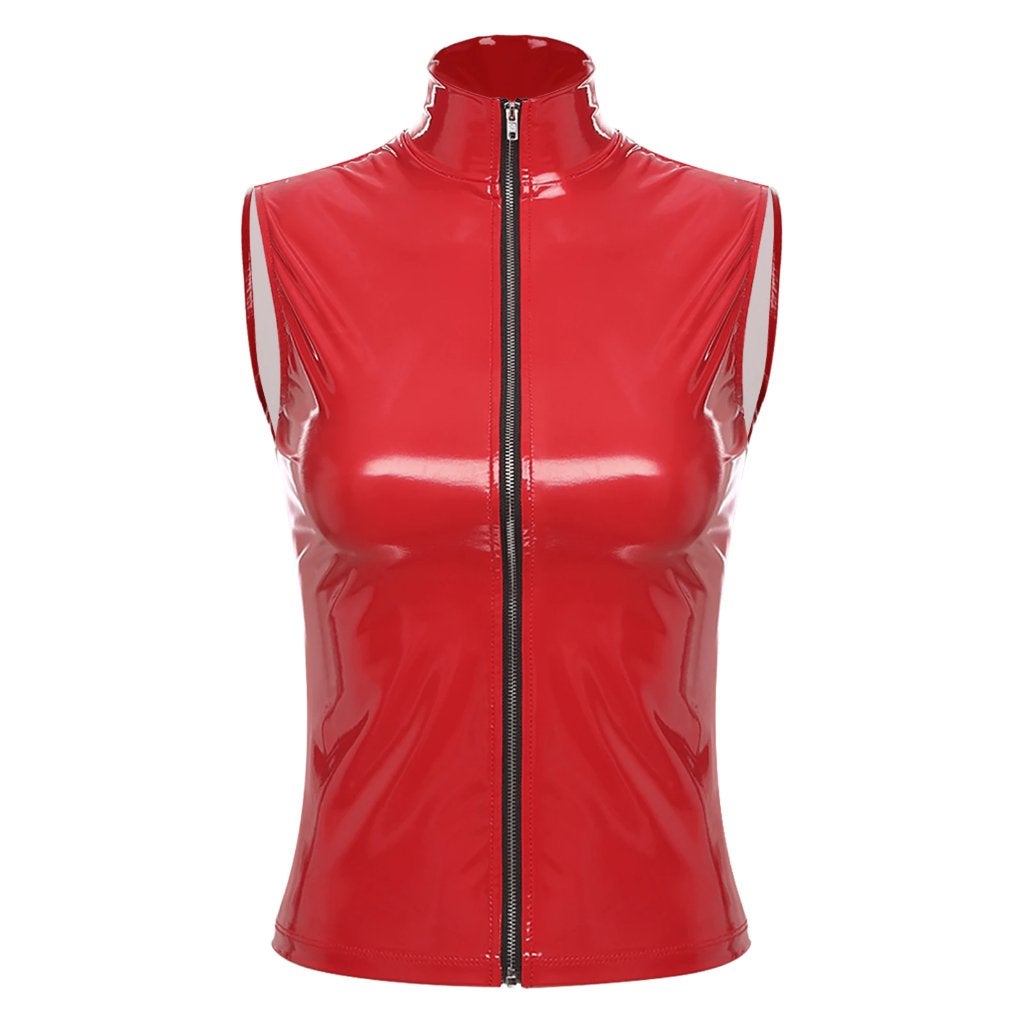 Dames rode kunstleren bodywarmer / wetlook lak vrouwen sexy, Verzenden, Nieuw, Maat 38/40 (M), Rood
