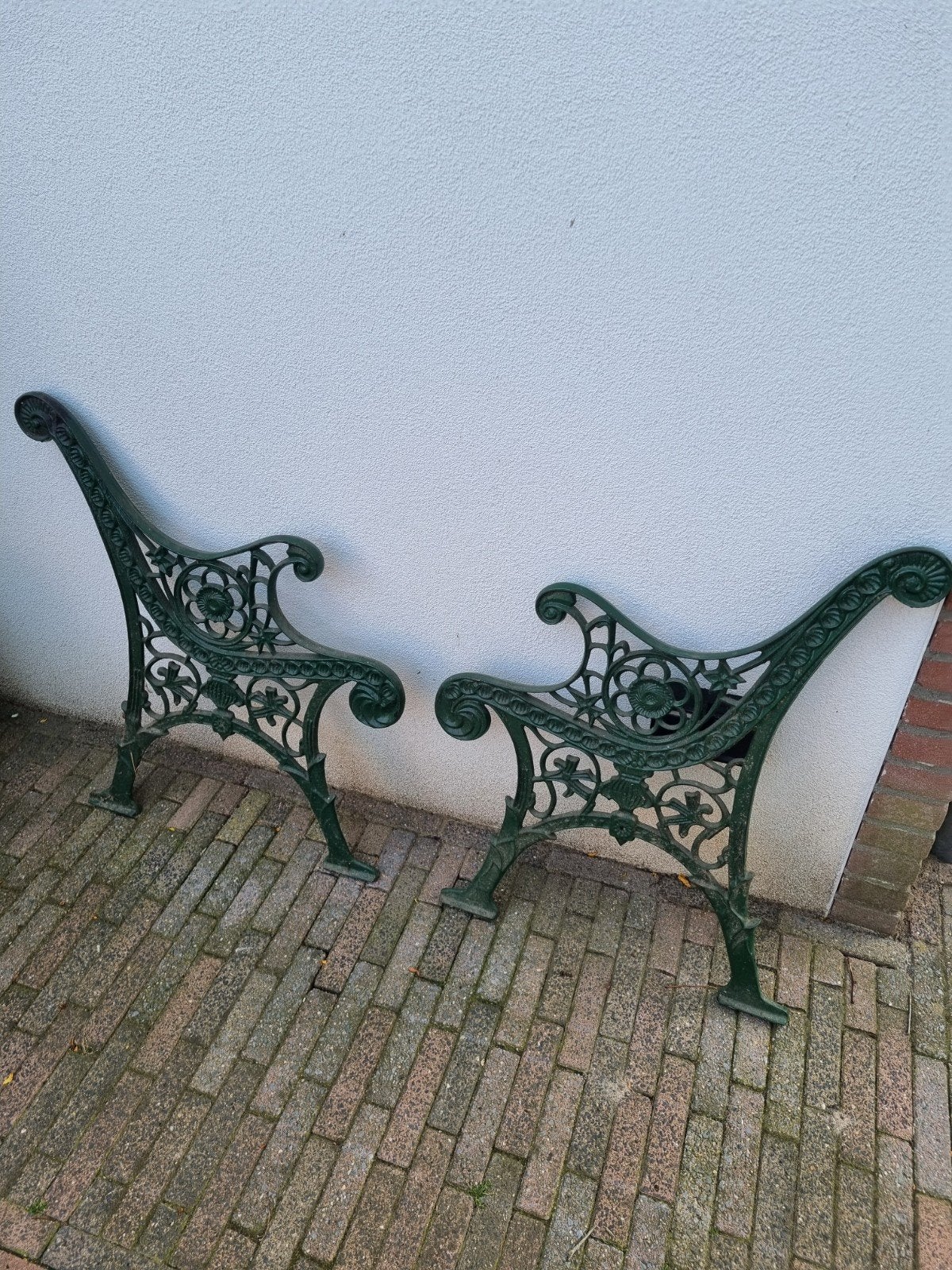 Zware metalen zijstukken voor tuinbank groen, Tuin en Terras, Ophalen, Metaal