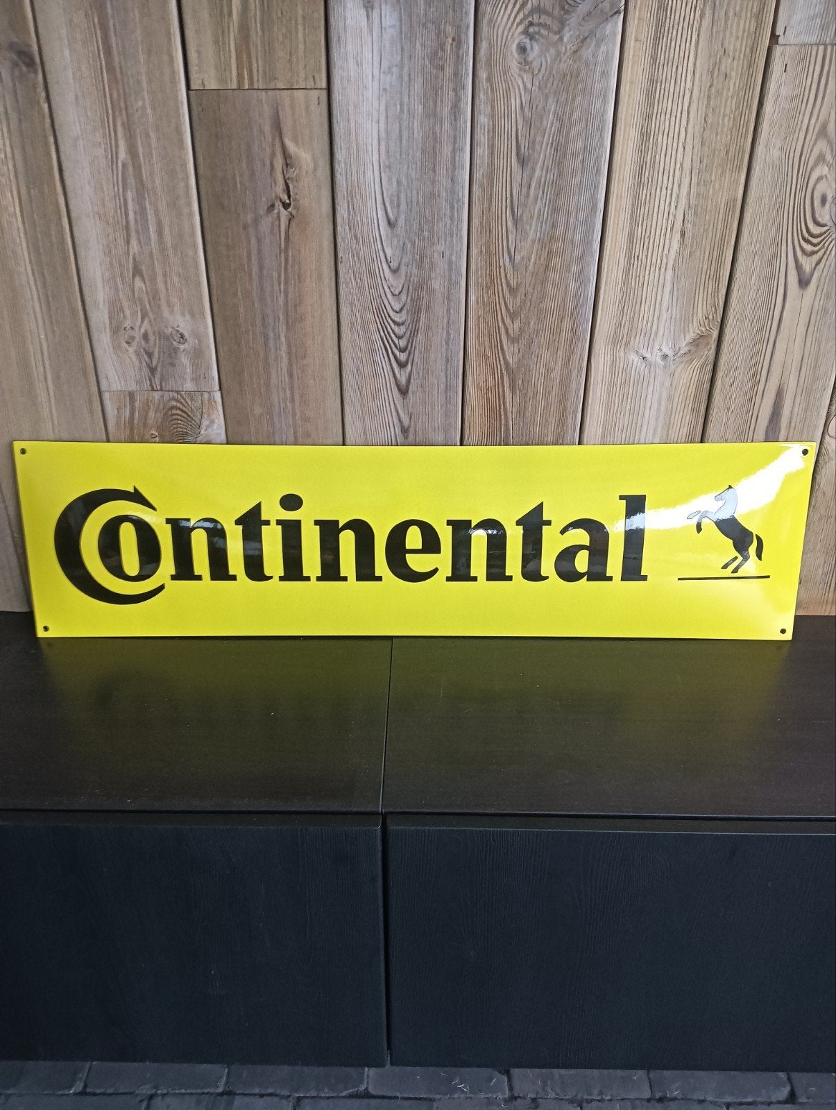 Emaille reclame bord van Continental, Verzamelen, Ophalen, Gebruikt, Reclamebord