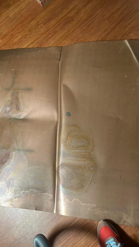 Koperen plaat. Klein scheurtje. Zie foto, Ophalen, Koper