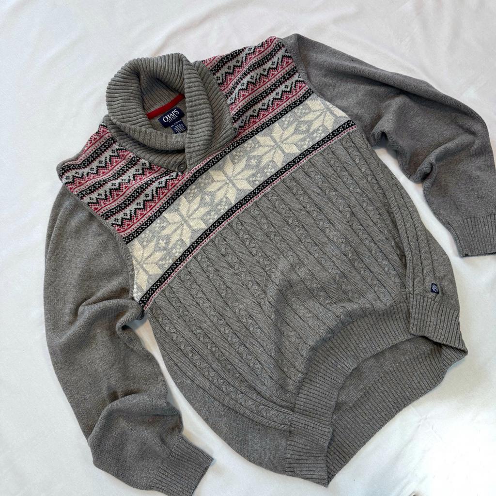 Chaps Ralph Lauren trui grijs met Nordic patroon, Kleding | Heren, Truien en Vesten, Ophalen of Verzenden, Zo goed als nieuw, Overige maten