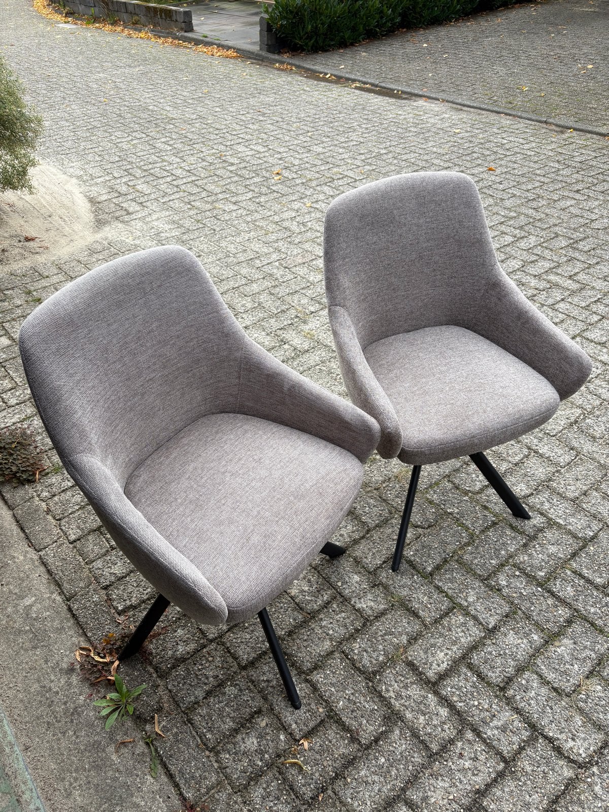 Draaibare stoelen in beige stof - 2 stuks, Ophalen, Gebruikt, Twee, Overige kleuren