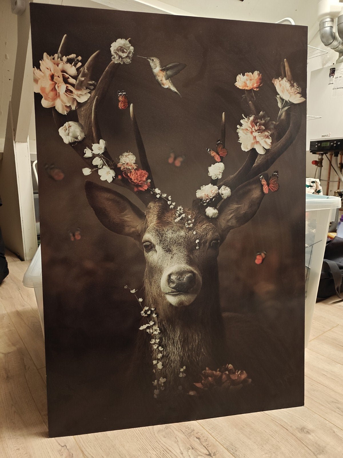 schilderij/foto hert, Ophalen of Verzenden, Zo goed als nieuw, 50 tot 75 cm, Schilderij