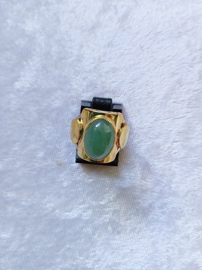 Mooie Goud op Zilveren Ring met Aventurijn, Verzenden, Zilver, Ring, Verguld