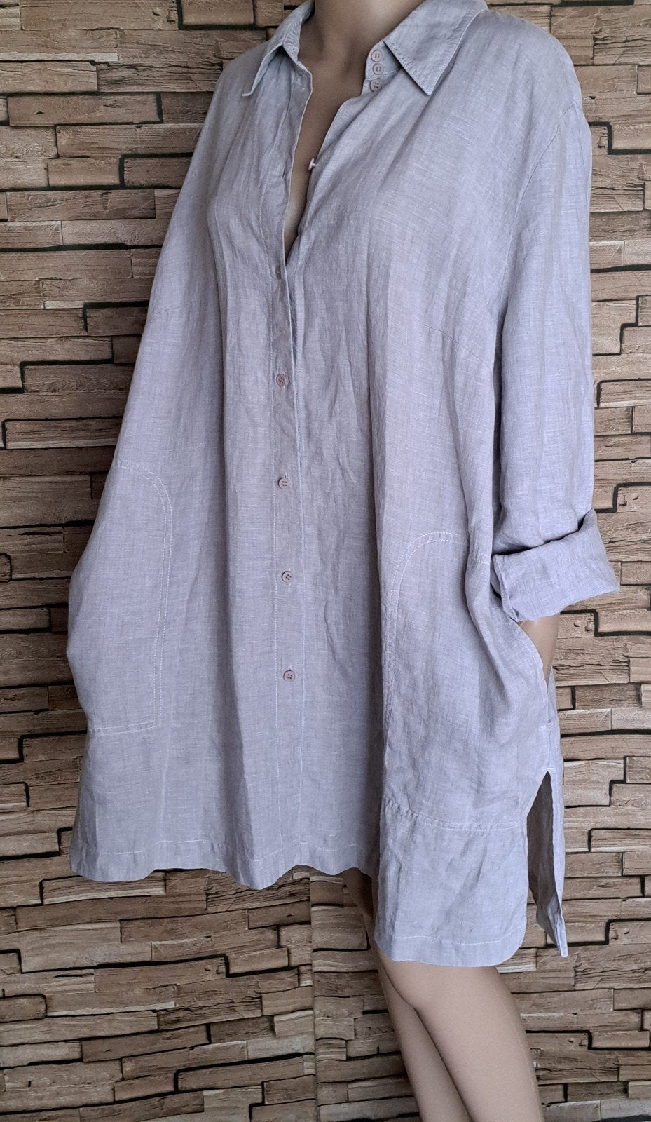 SAMOON Linnen Longblouse Maat 50, Kleding | Dames, Verzenden, Zo goed als nieuw, X, SAMOON