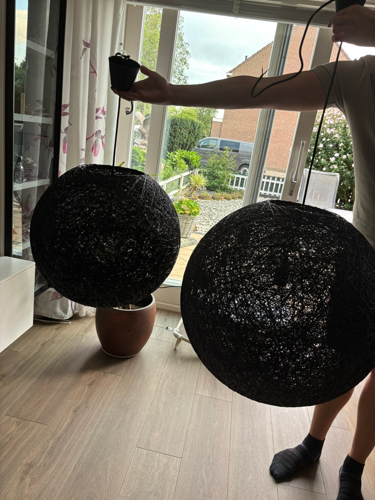 Lampen bol zwart, Huis en Inrichting, Ophalen, Zo goed als nieuw, Overige materialen, E27 (groot)