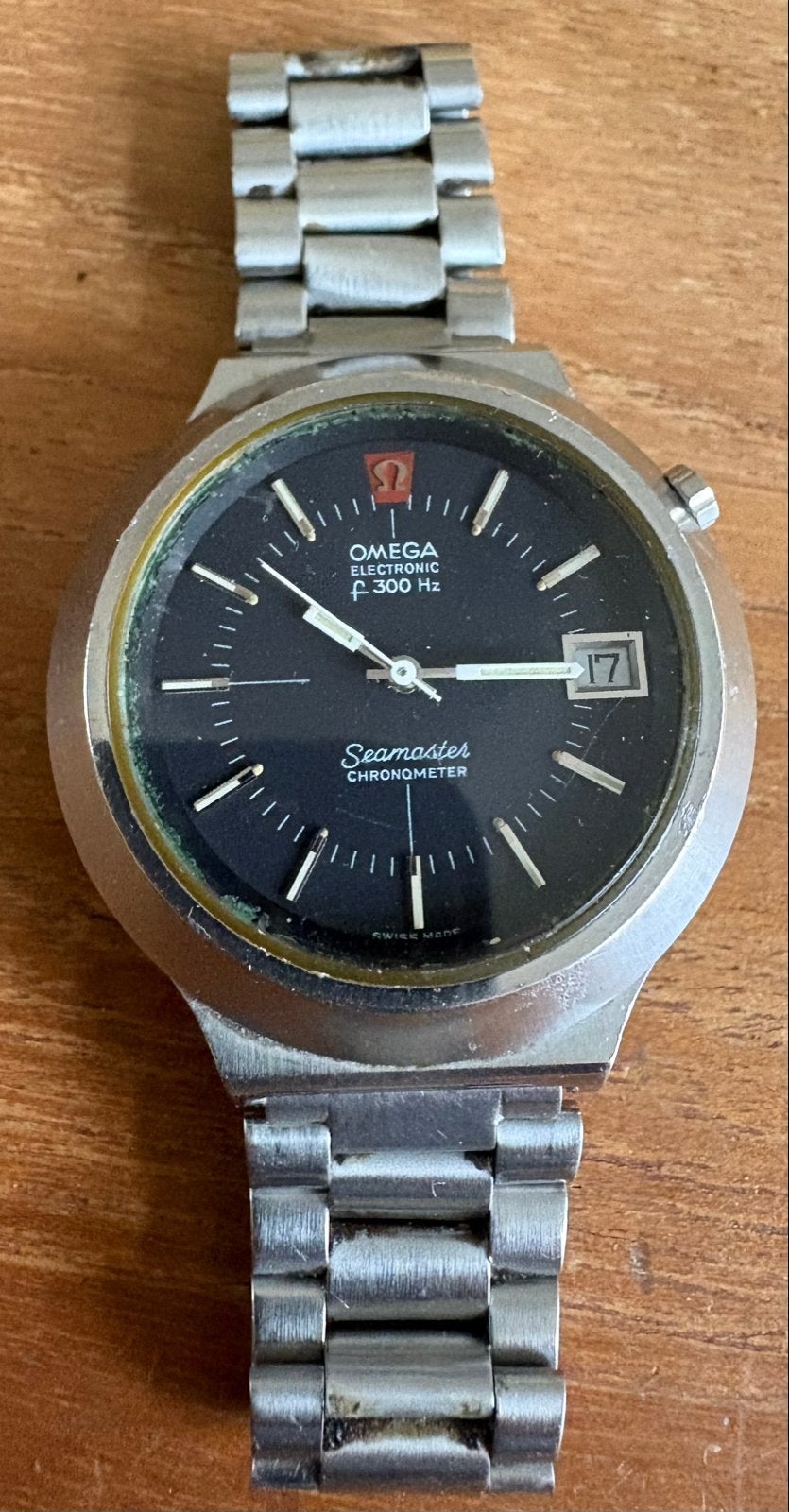 Vintage Omega Seamaster Electronic F300 - 1973, Ophalen, Staal, Met bandje, Polshorloge