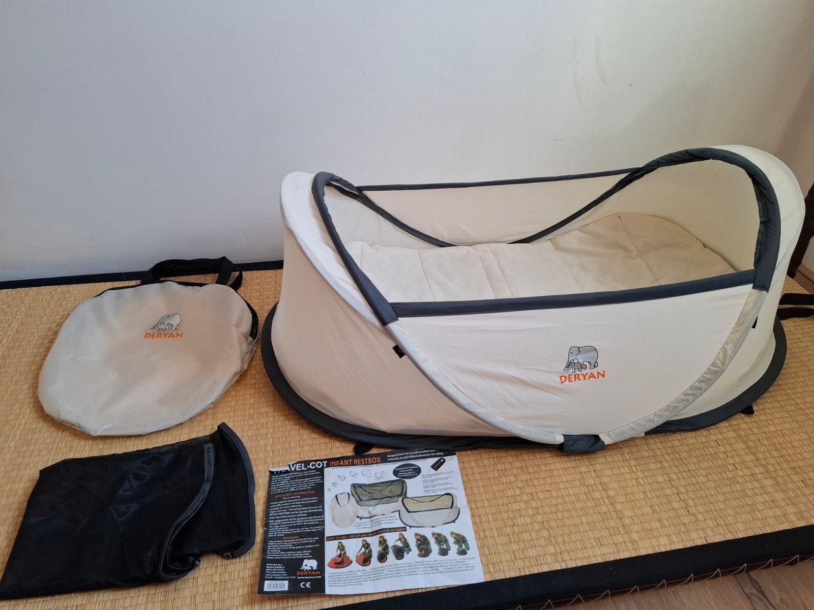 Deryan Travel-Cot Baby Reisbedje - Compleet en Compact, Kinderen en Baby's, Babywiegjes en Ledikanten, Ophalen of Verzenden, Zo goed als nieuw