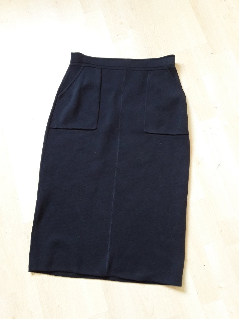 Marineblauwe rok van Purdey mt M, Maat 38/40 (M), Zo goed als nieuw, Purdey, Onder de knie