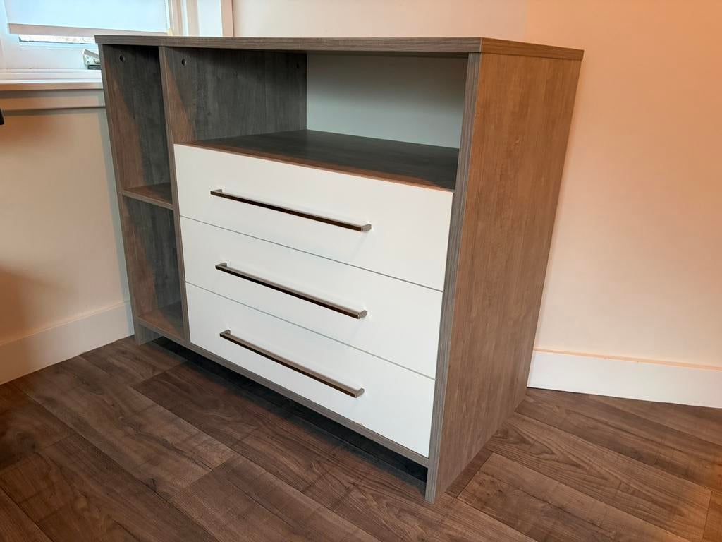 Commode met lades en open vakken, 50 tot 70 cm, Ophalen of Verzenden, 90 tot 105 cm, 100 cm of meer