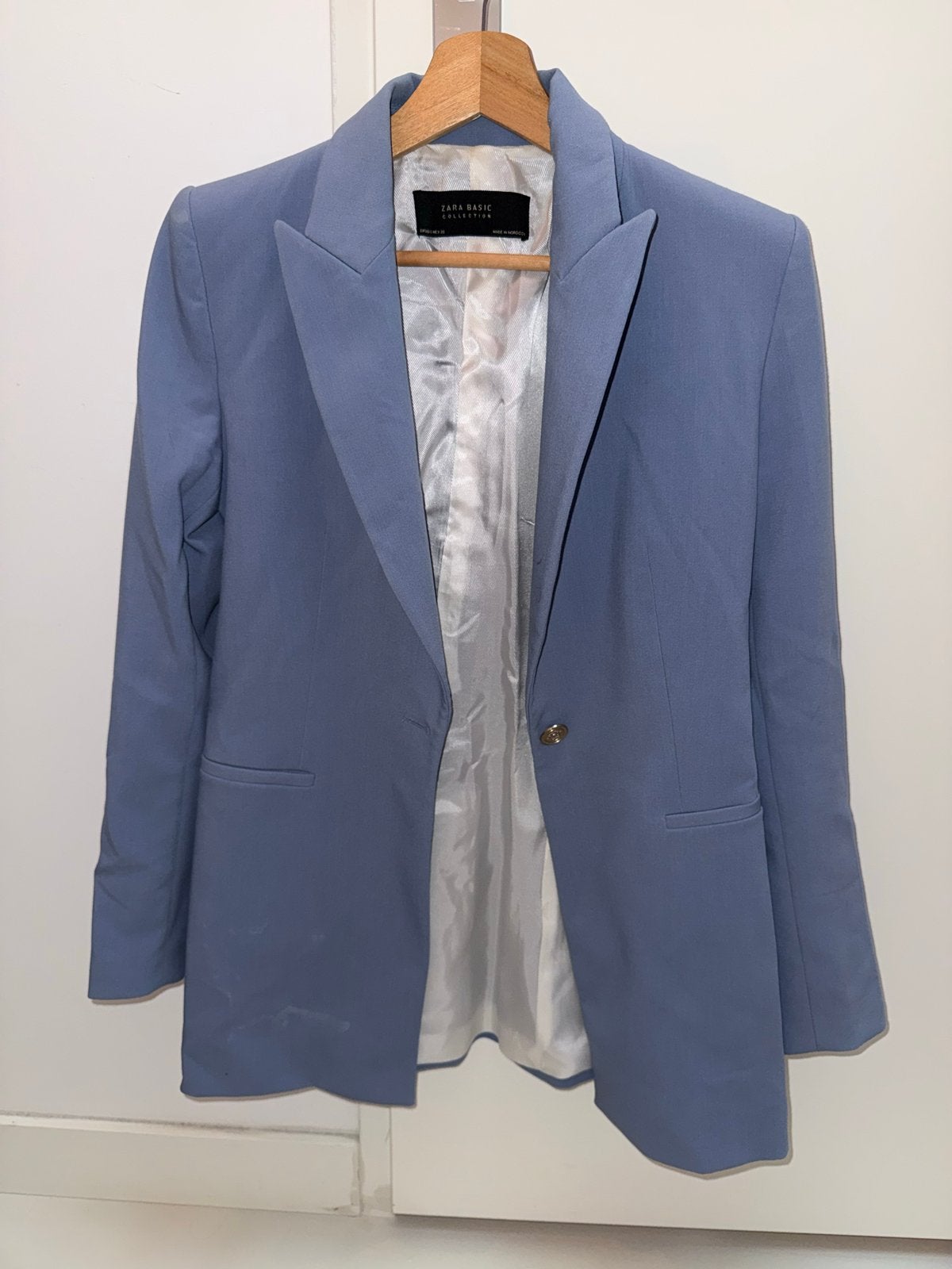 Zara Basic Collection Lichtblauwe Blazer Maat M, Maat 38/40 (M), Zo goed als nieuw, Jasje, Verzenden