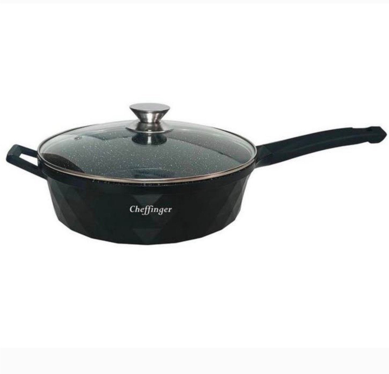 Cheffinger Hapjespan pan met Deksel – 28 cm Zwart – Inductie, Ophalen of Verzenden, H, H, Koekenpan of Braadpan