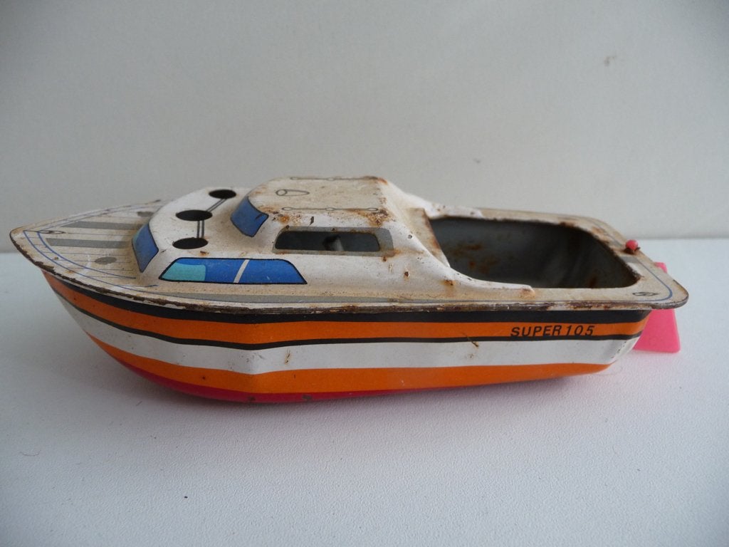 oud blikken BOOTJE - SUPER 105 uit 60-er jaren, Antiek en Kunst, Ophalen of Verzenden