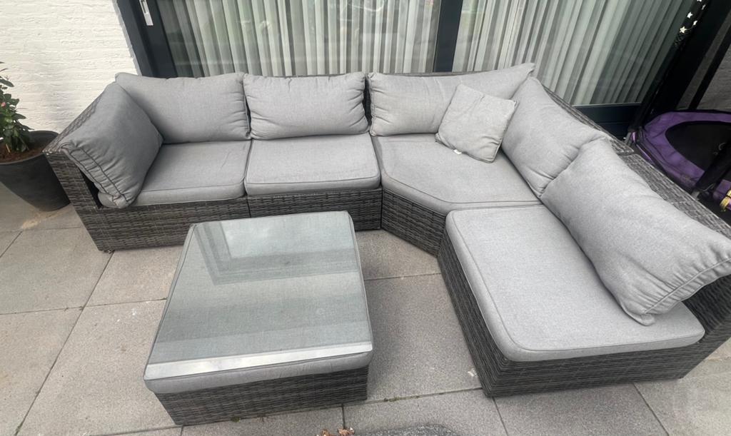 Loungeset met glastafel (Bois le Duc), Ophalen, Gebruikt, Meer dan 8 zitplaatsen, Loungeset