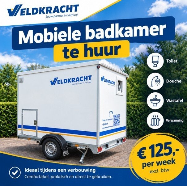 Mobiele badkamer te huur - ideaal tijdens verbouwing, Ophalen of Verzenden, Nieuw, Douche