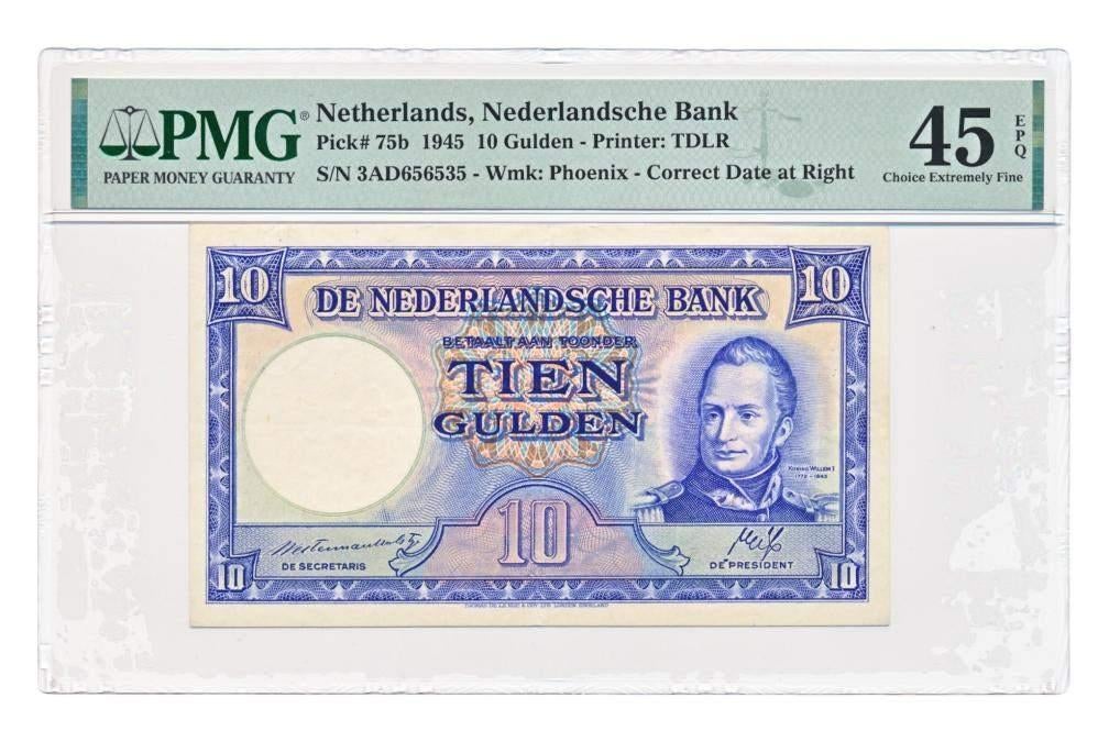 Nederland 10 Gulden 1945 Staatsmijnen PMG45 EPQ