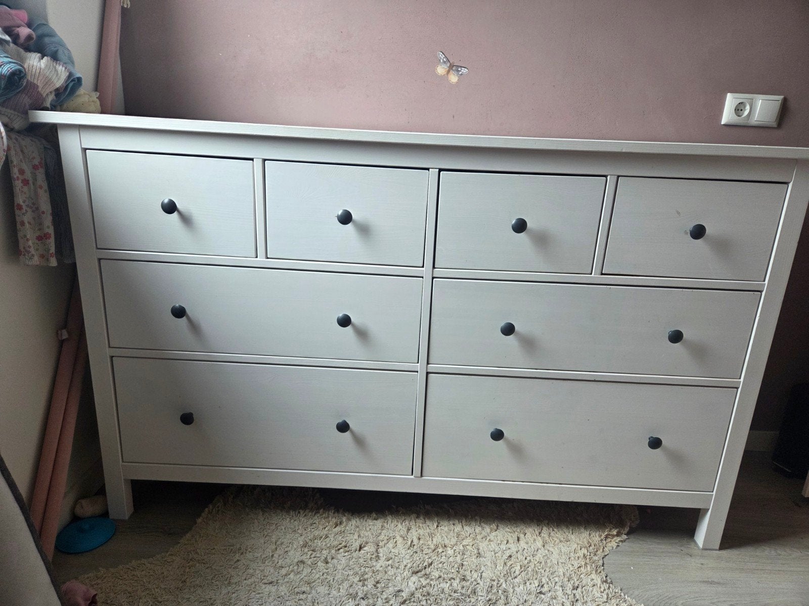 Hemnes Ladekast 8 lades, wit, Huis en Inrichting, Kasten | Ladekasten, Ophalen, 5 laden of meer, Zo goed als nieuw, Minder dan 100 cm