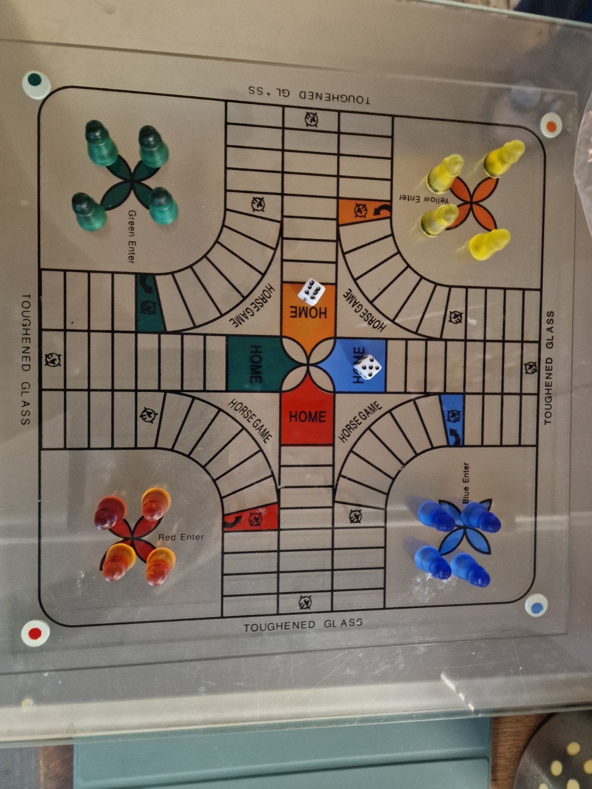 Glazen Mens Erger Je Niet Spel, Drie of vier spelers, Ophalen, Gebruikt