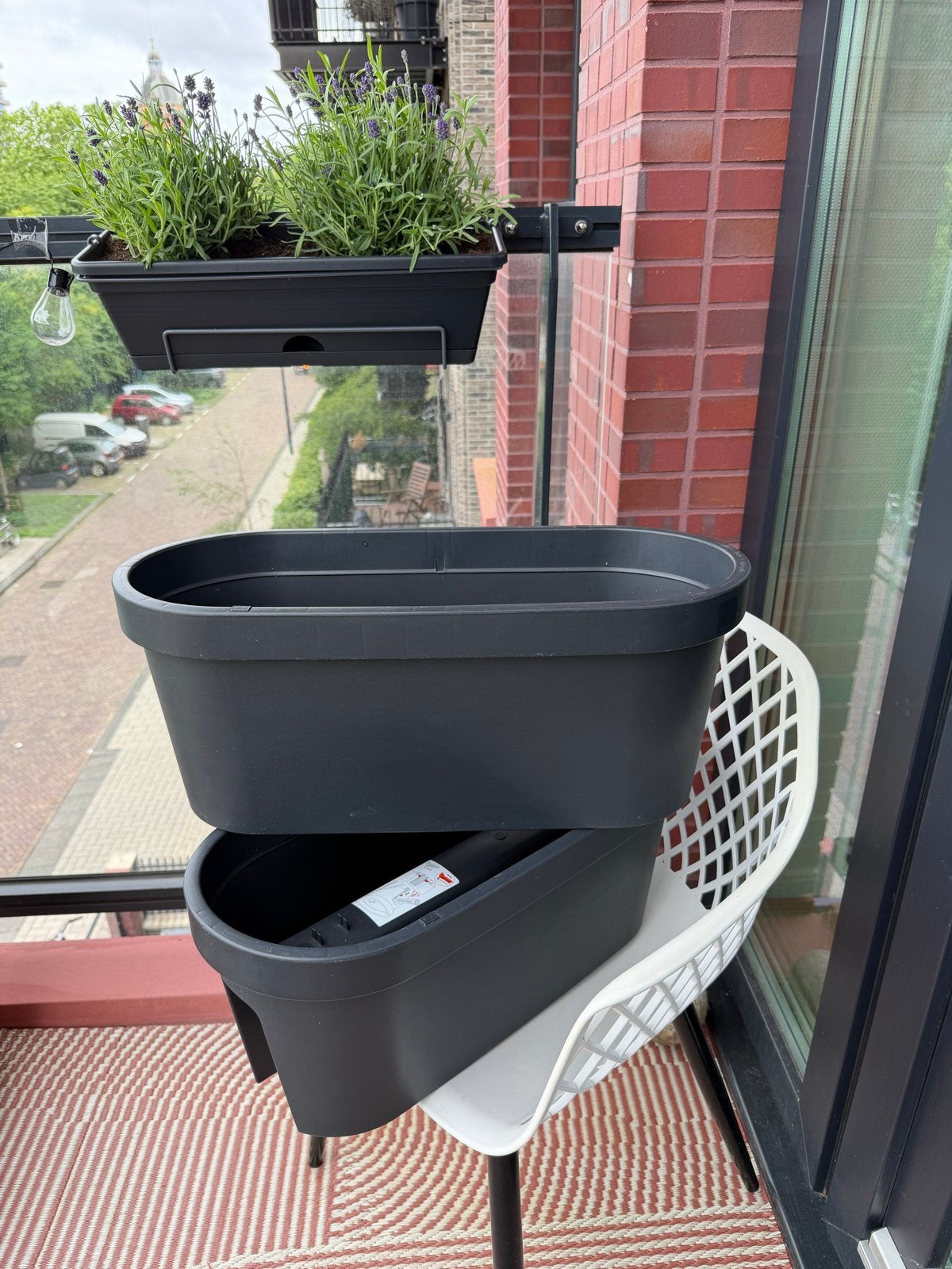 Geli Balkonbak E&K 60 cm, Tuin en Terras, Bloembakken en Plantenbakken, Kunststof, Gebruikt, Minder dan 30 cm, Balkon