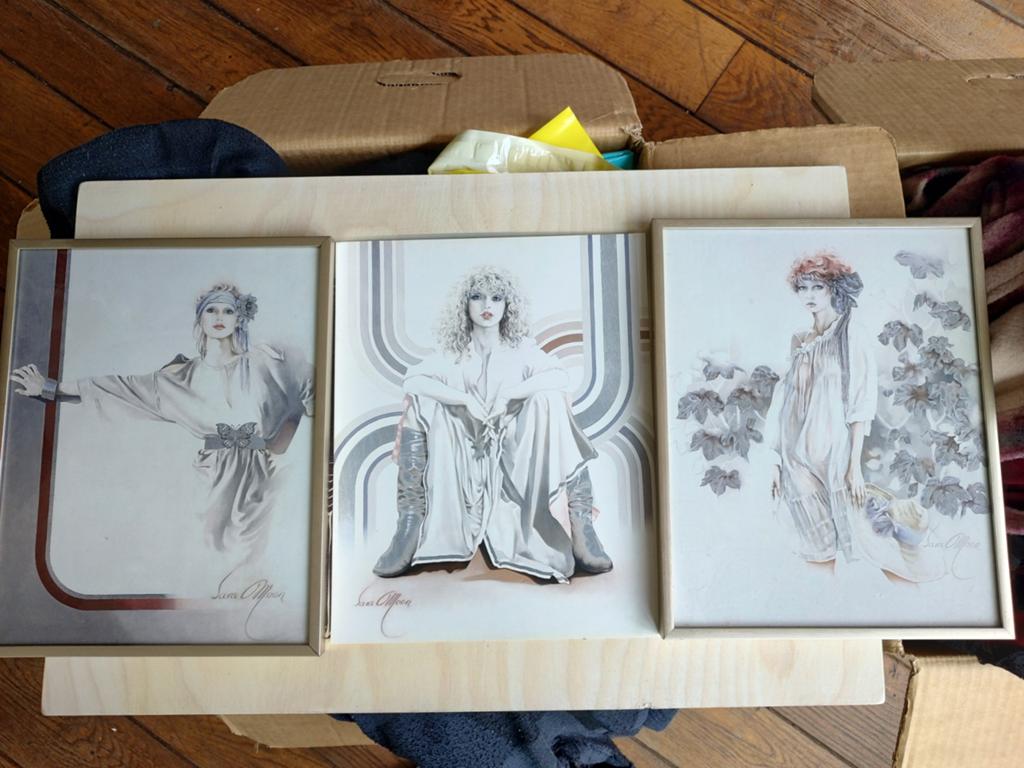 3 Vintage Sara Moon Prenten - 2 In Lijst, 1 Los, Ophalen