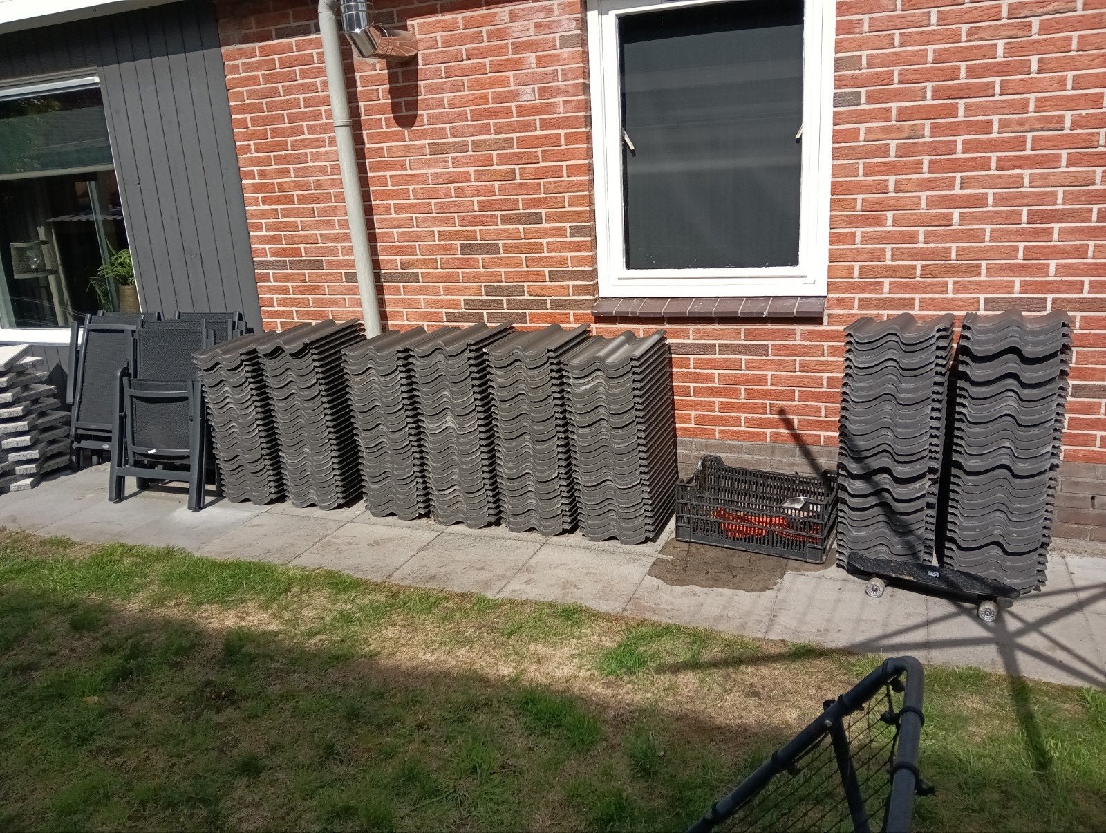 Sneldek dakpannen antraciet - Nelskamp, Doe-het-zelf en Verbouw, Ophalen, Gebruikt, Steen of Klei, Zwart