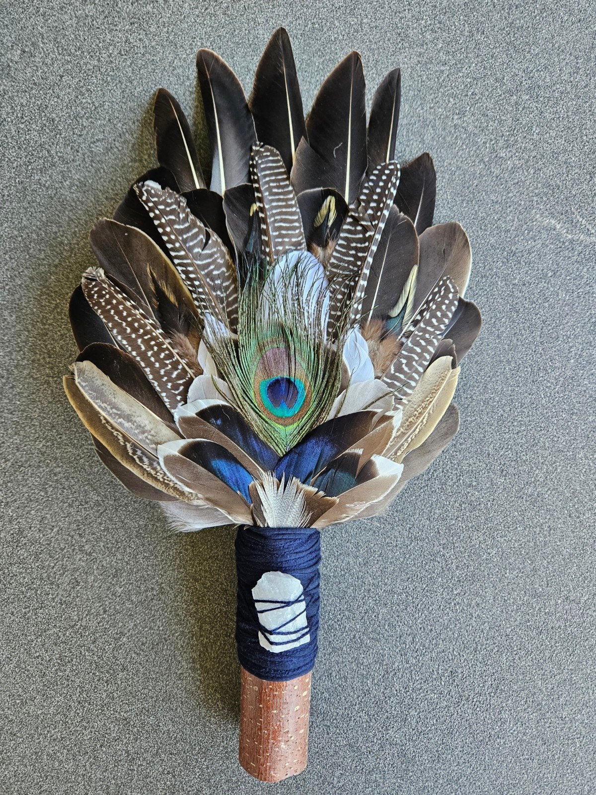 Smudge feathers XL bergkristal veren waaier reiki feather, Ophalen of Verzenden