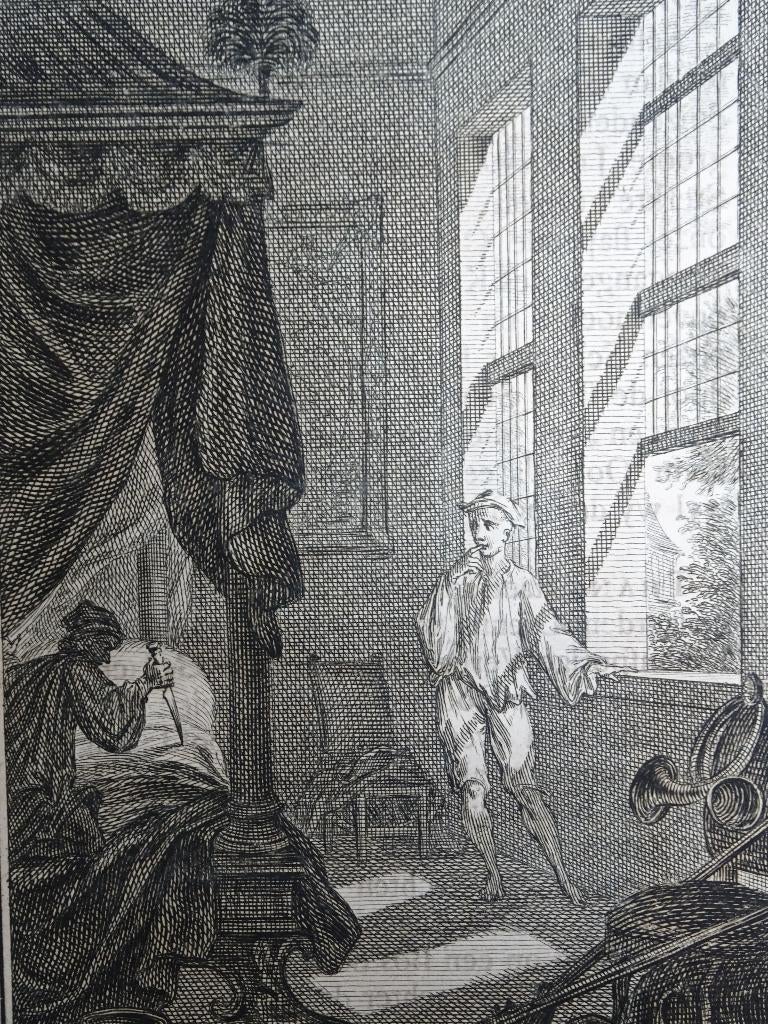 gravure moordaanslag slaapkamer S. Fokke, eind 18 eeuw, Dagelijks leven, Verzenden, Gravure, Origineel