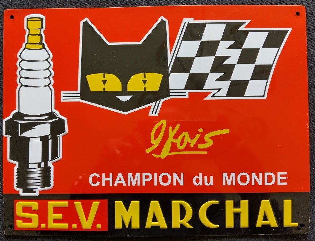S.E.V. MARCHAL 9x c.d.m.1965, Ophalen of Verzenden, Gebruikt, Reclamebord