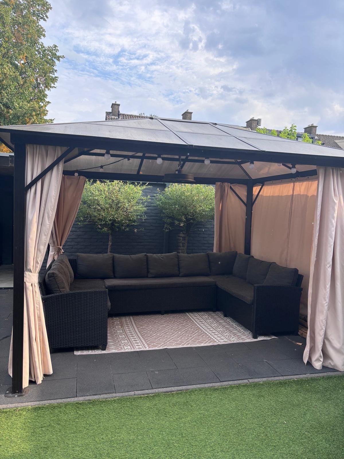 Mooie Paviljoen met verlichting, heater, en loungeset, Ophalen, Gebruikt, 2 meter of meer, 4 tot 6 meter