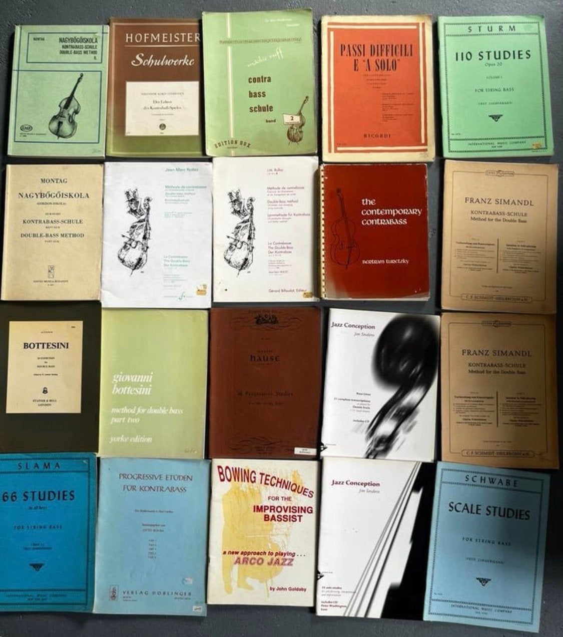 20x bladmuziek contrabas vnl klassiek double bass scores, Ophalen, Gebruikt