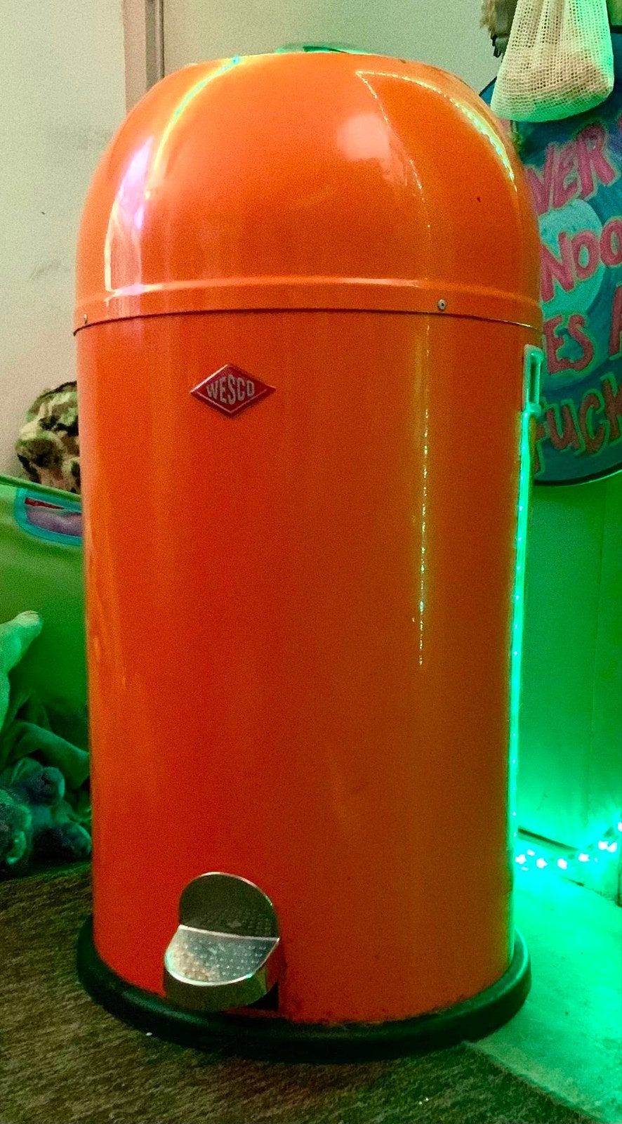 Wesco Kickmaster Pedaalemmer Oranje - Retro Design, Huis en Inrichting, 50 – 75, Gebruikt, Met pedaal, Ophalen of Verzenden