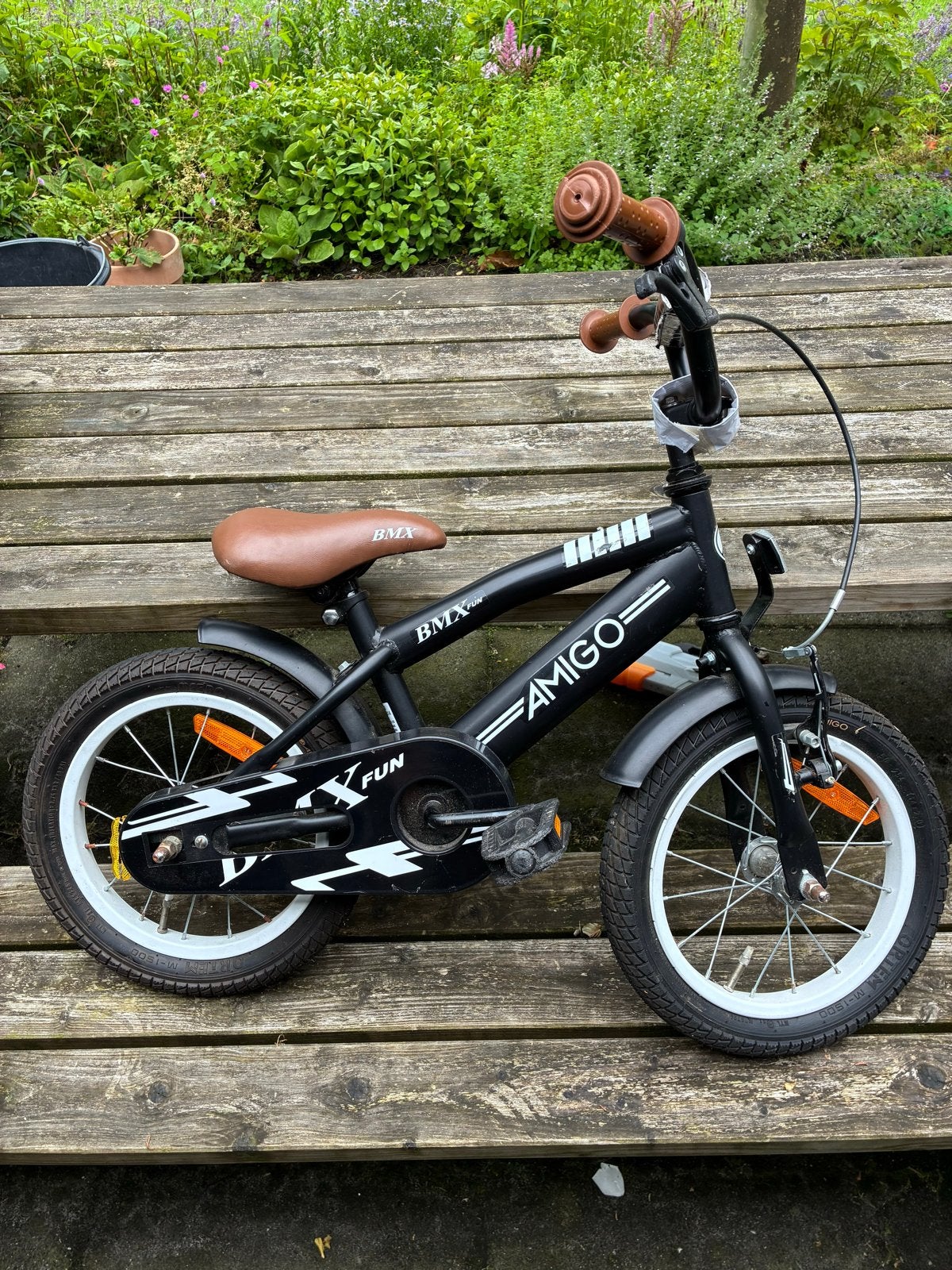 Amigo BMX Fun kinderfiets 14 inch - Zwart, Ophalen, Gebruikt, Velgrem, Minder dan 16 inch