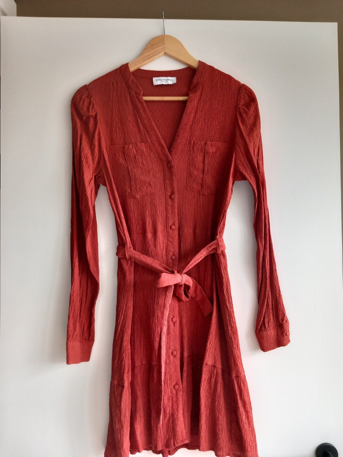 Rood/bruine jurk met ceintuur maat S lofty manner, Lofty Manner, Ophalen of Verzenden, Zo goed als nieuw, Maat 36 (S)