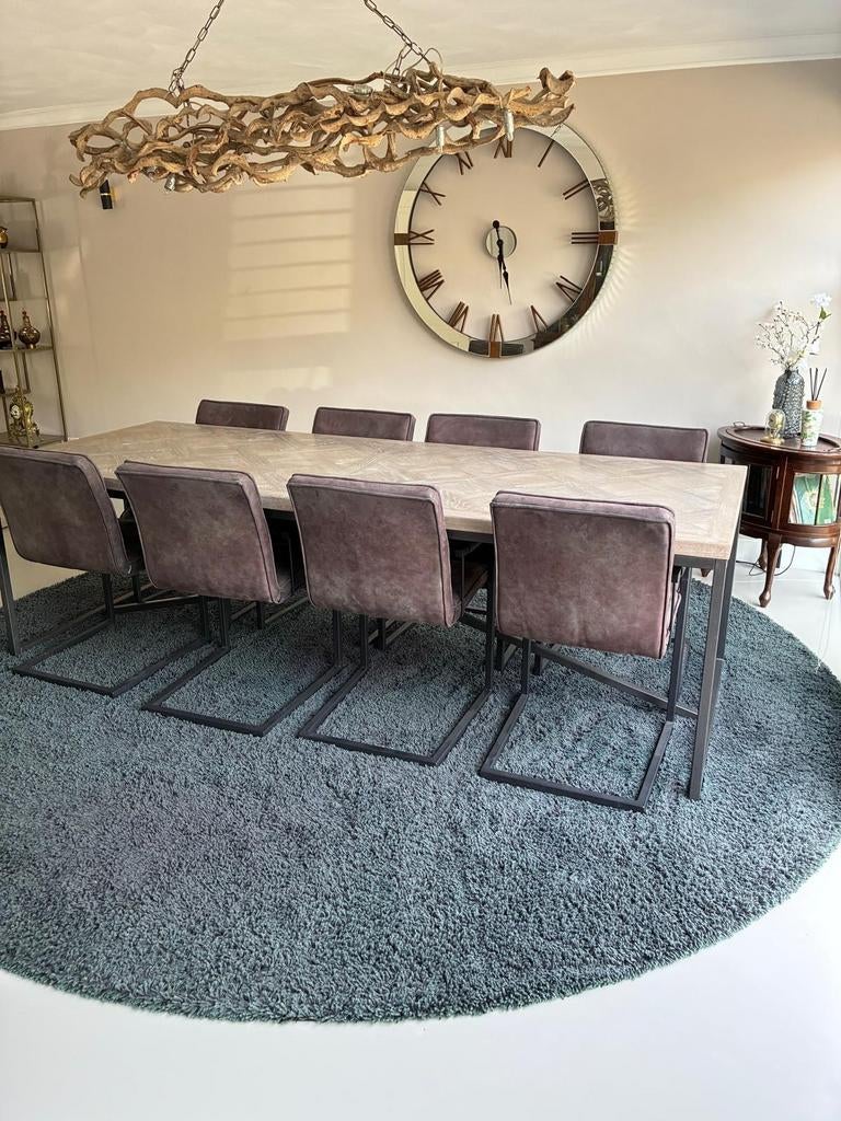 Vloerkleed tapijt rond 350 cm lofty blauw, Rond tapijt vloerkleed, Blauw, Ophalen of Verzenden, Zo goed als nieuw