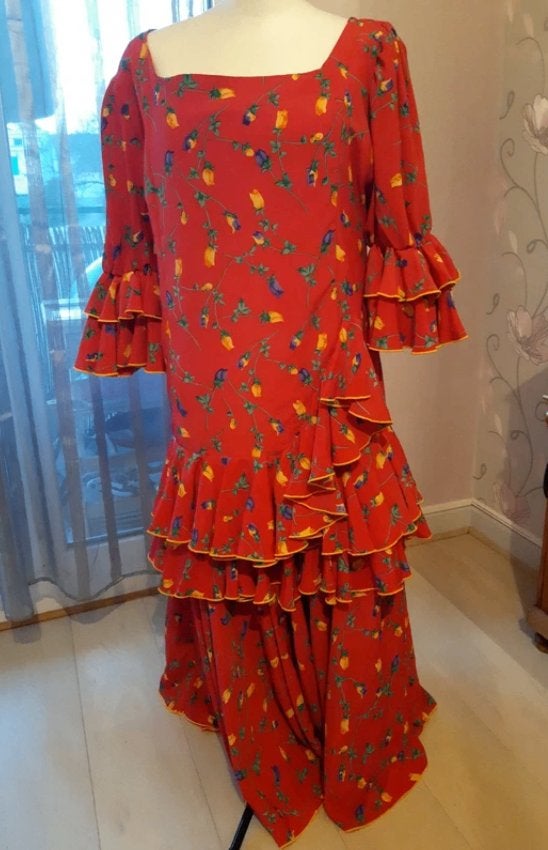 NIEUW flamenco jurk, ruches, Ibiza boho, maat 44 /46, XL, Maat 46/48 (XL) of groter, Nieuw, Ophalen of Verzenden, Rood