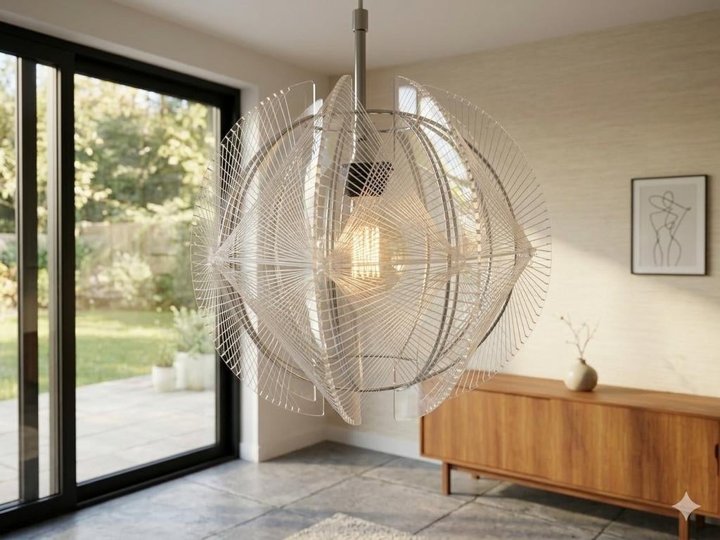 Paul Secon Sompex Space Age Hanglamp - Jaren '70, Overige materialen, Gebruikt, Ophalen of Verzenden, Minder dan 50 cm