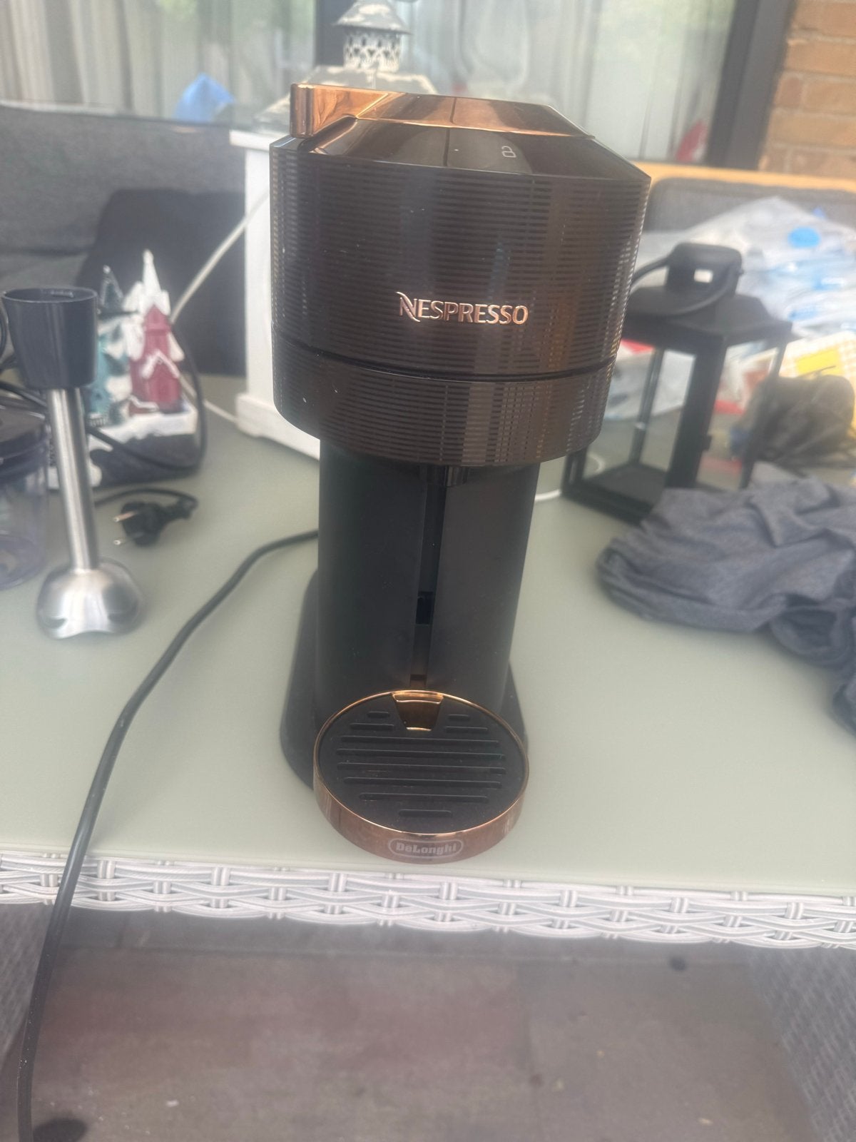Nespresso Vertuo Next Delonghi Koffiemachine Zwart/Koper, Gebruikt, Koffiemachine, Ophalen of Verzenden, 1 kopje