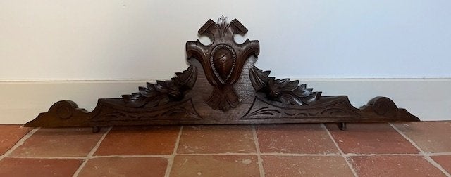 Antiek Frans eikenhouten hoofdbord hoofdeinde fronton, Ophalen of Verzenden