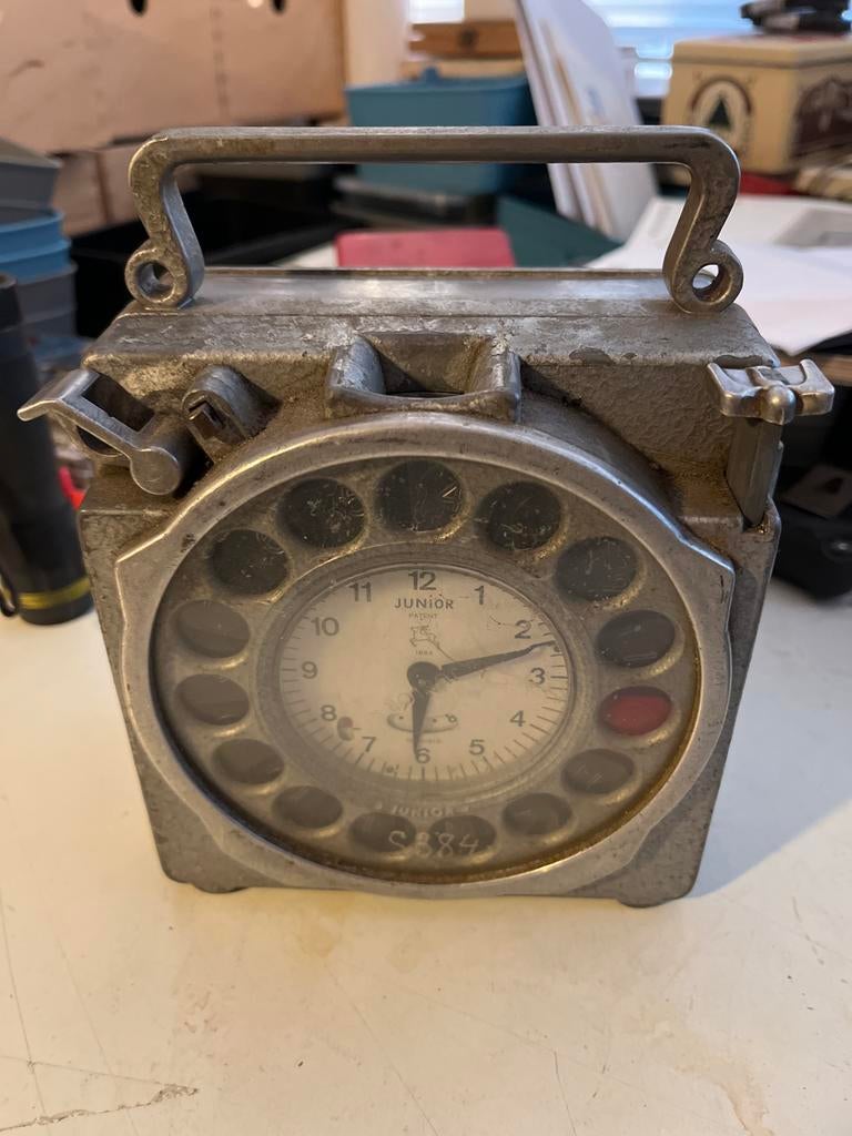 Industriële Vintage Junior Registratieklok - Tijdregistratie, Ophalen of Verzenden, Overige typen