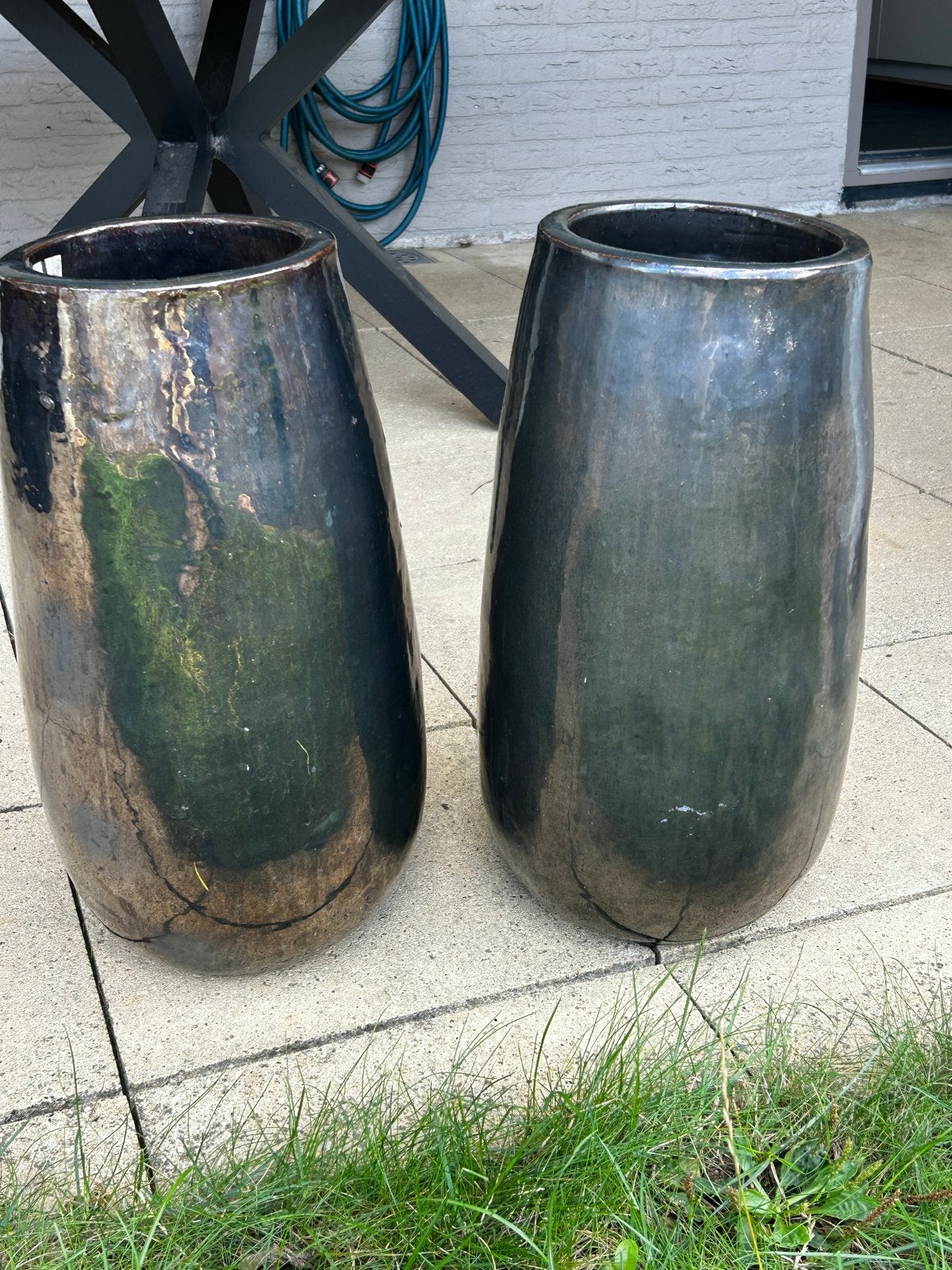 Prachtige aardewerken binnen potten, donkergroen/blauw, Tuin en Terras, Ophalen, Gebruikt, Rond, Binnen