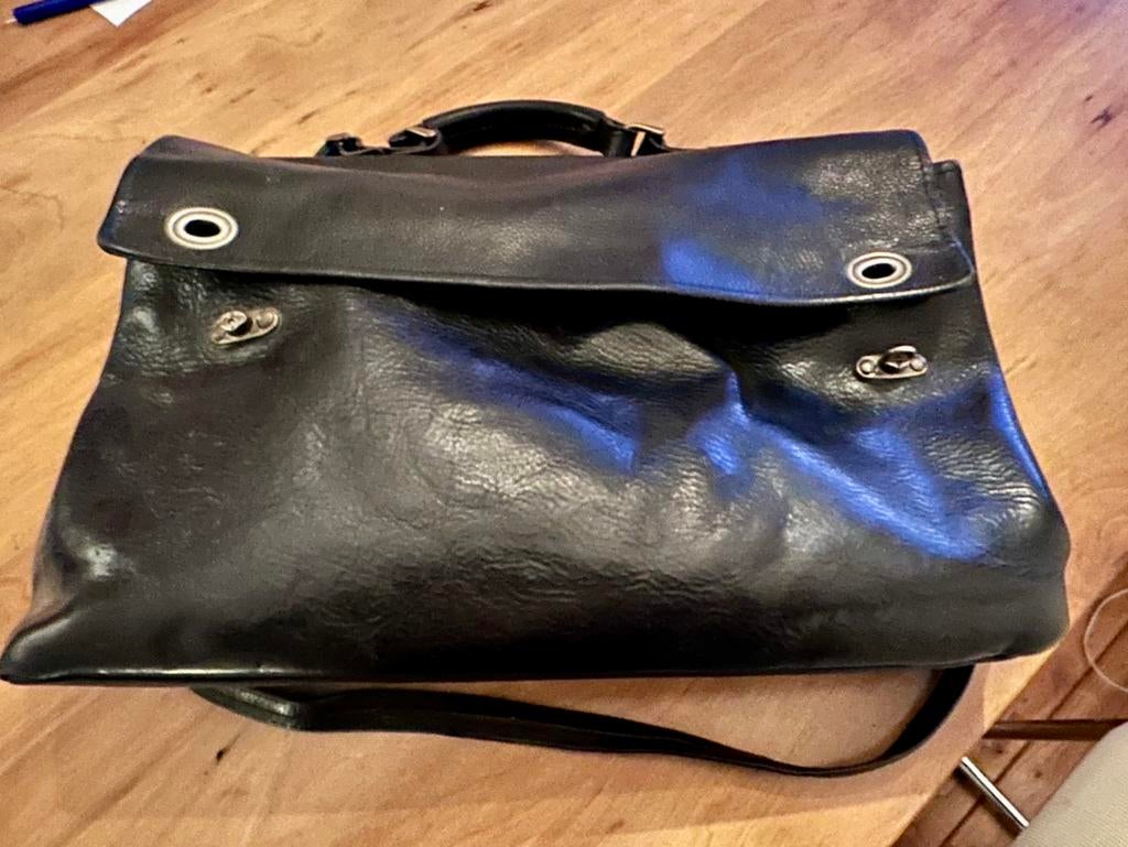 Vintage lederen Fred de la Bretonnière tas, Ophalen of Verzenden, Gebruikt, Zwart, Leer