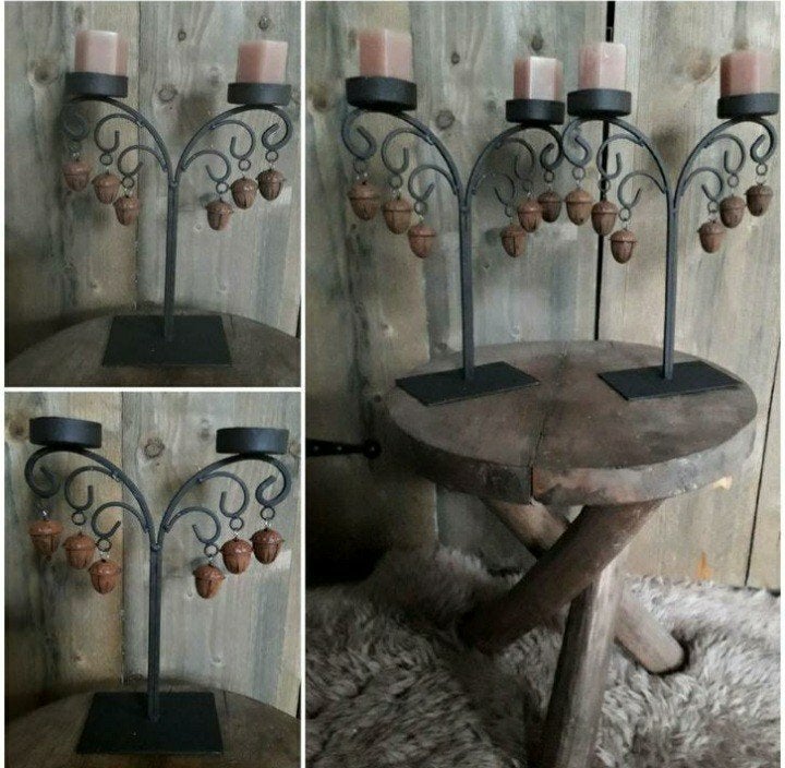 Twee kandelaars/ kaarsen/ kandelaar, Huis en Inrichting, Woonaccessoires | Kandelaars en Kaarsen, Ophalen, Zo goed als nieuw, Metaal
