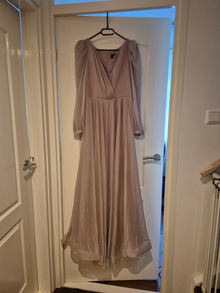 Gala jurk met riem roze  - Maat 38, Overige kleuren, Zo goed als nieuw, Onder de knie, Ophalen
