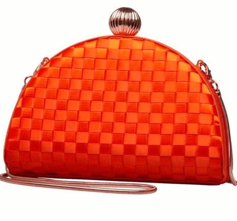 Ted Baker uniek apart tasje clutch oranje vlechtwerk, Verzenden, Nieuw, Oranje, Schoudertasje