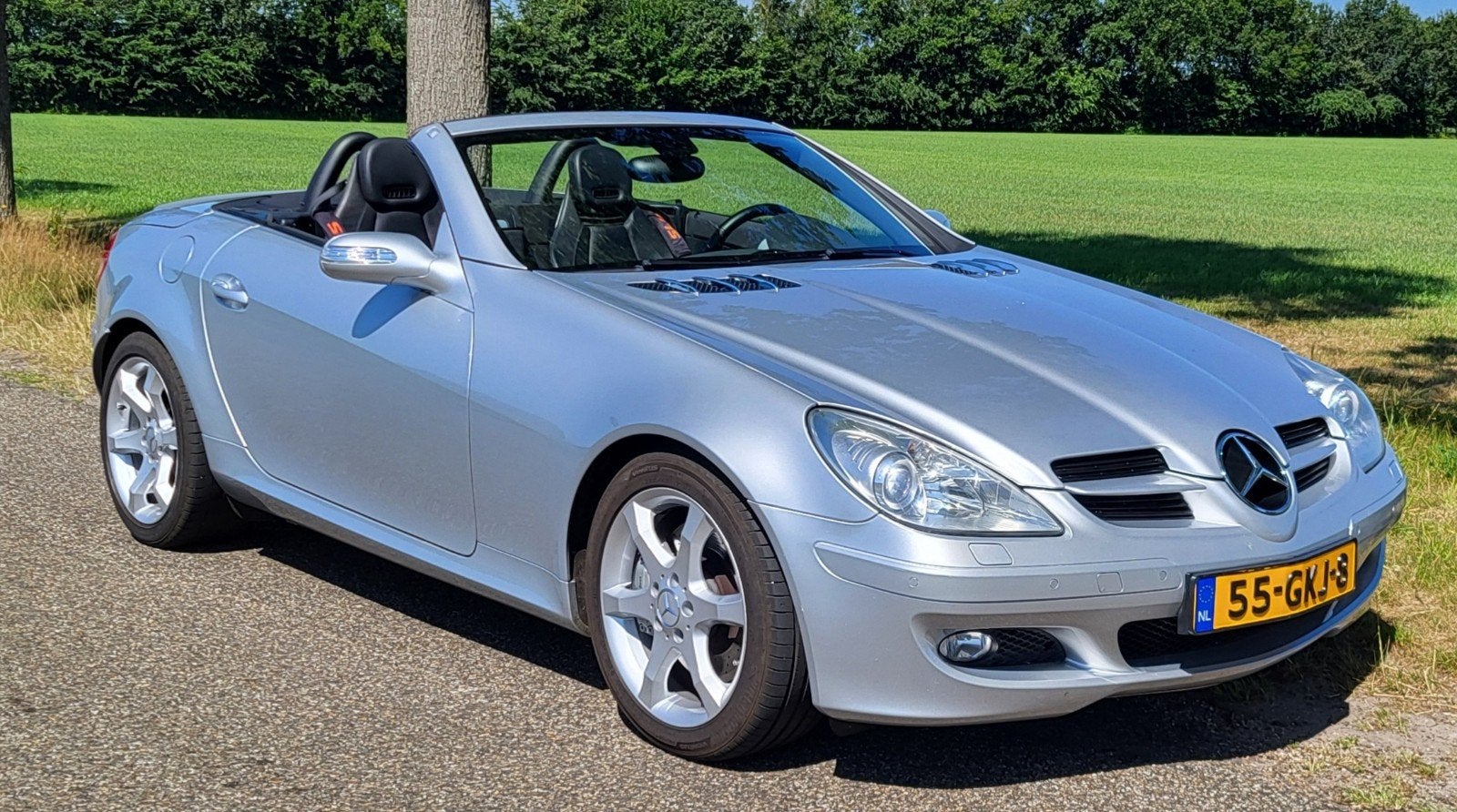 Mercedes Slk350 AUT 2005 full options, Auto's, Achterwielaandrijving, Zwart, Cabriolet, 6 cilinders