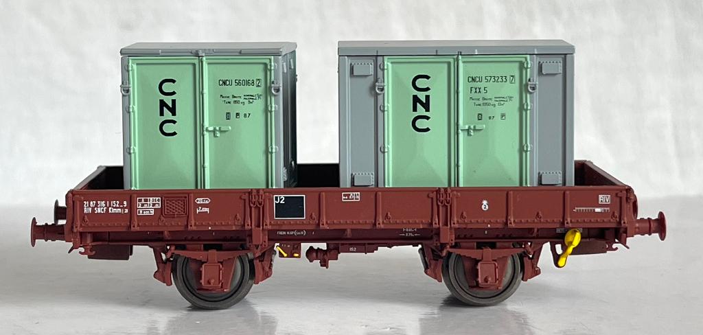LS-Models 30265: wagon plat Typ OCEM met 2 containers SNCF, Overige merken, Gelijkstroom of Wisselstroom, Wagon, Ophalen of Verzenden