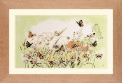Borduurpakket Bloemen en vlinders 34359, ., Nieuw, Ophalen of Verzenden, .