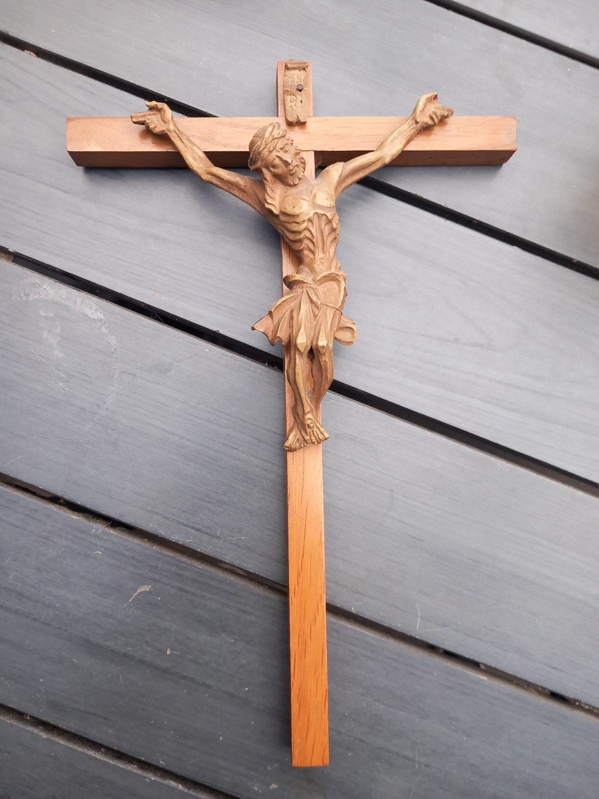 Houten kruisbeeld met corpus - 31 cm, Ophalen of Verzenden