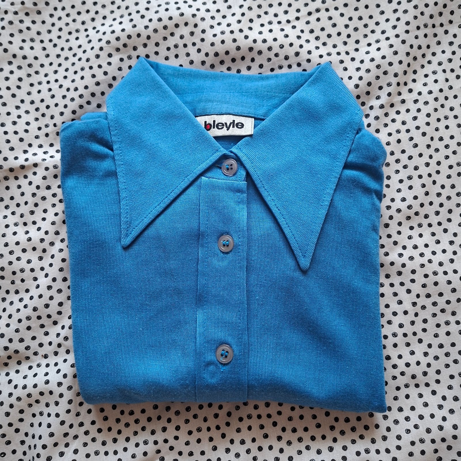 Vintage Bleyle Blauwe Blouse 100% Polyacryl, Maat 38/40 (M), Blauw, Bleyle, Ophalen of Verzenden