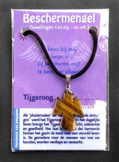 Hanger Sterrenbeeld Tweelingen Beschermengel NIEUW, Bruin, Nieuw, Ophalen of Verzenden, Steen of Mineraal